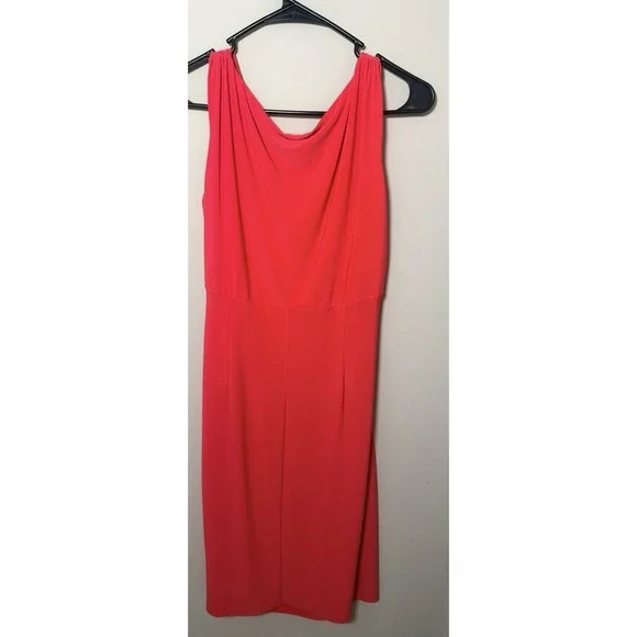 Lauren Ralph Lauren Red Ruched Sleeveless V-Neck Sheath Dress Size 10 - Picture 4 of 4